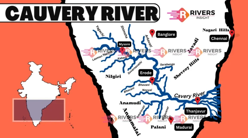 Cauvery River System Map and Tributaries in India (Kaveri)