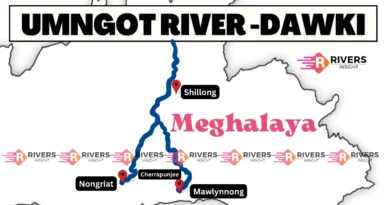 Map of Umngot River located in Dawki, Meghalaya