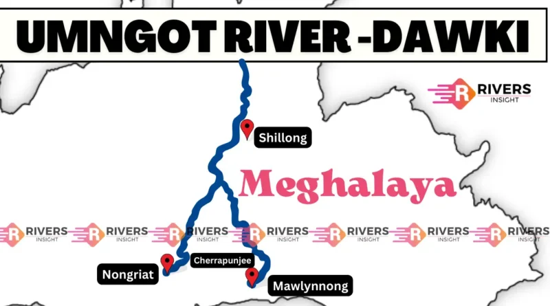 Map of Umngot River located in Dawki, Meghalaya