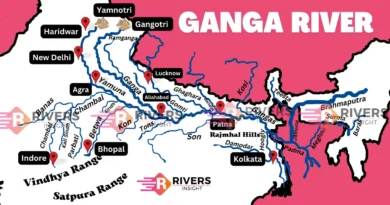 Map of Ganga River System with Tributaries and Origin