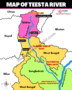 Map of Teesta River - Tributary of Brahmaputra