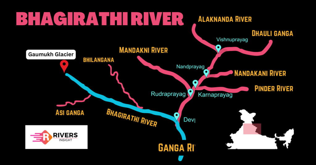 Bhagirathi River Map and Origin