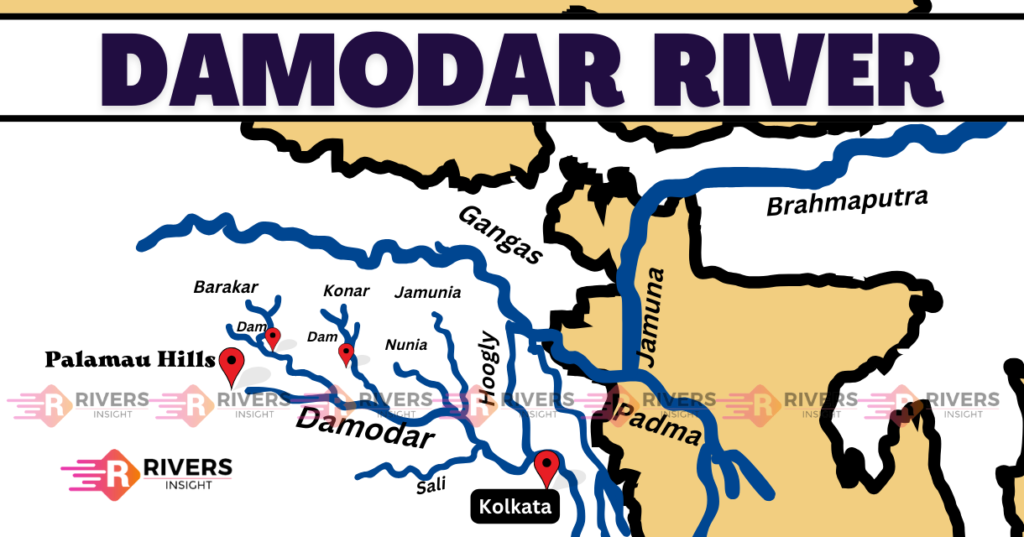 Damodar River in India Map - Origin