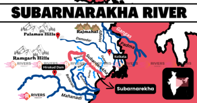 Subarnarekha River Map on India with Tributaries