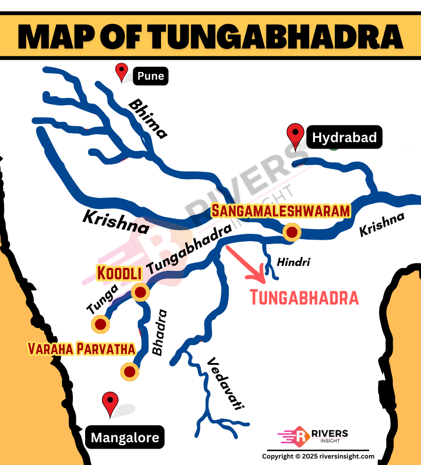 Tungabhadra River Map from Start to End