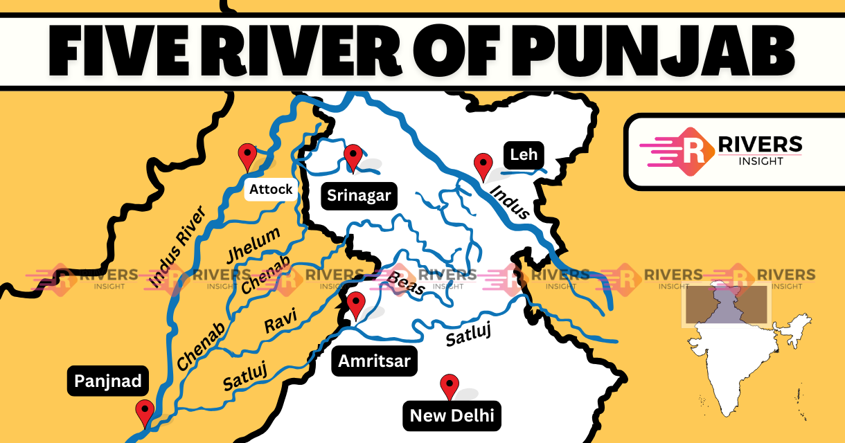 Five Rivers of Punjab on Map