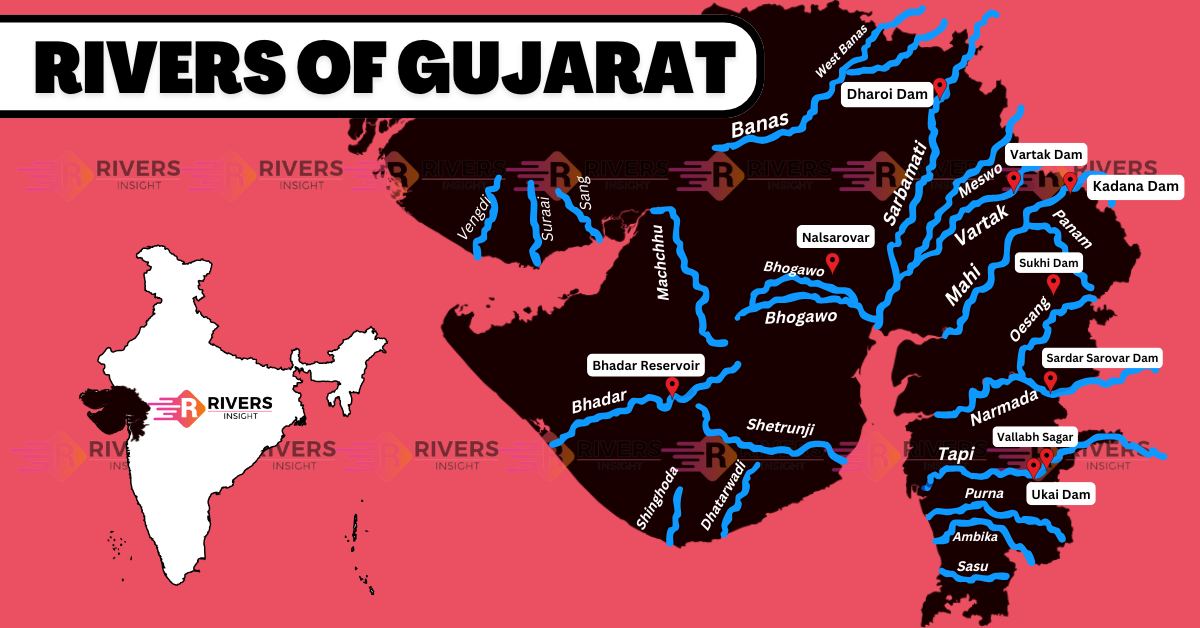 Rivers of Gujarat on Map