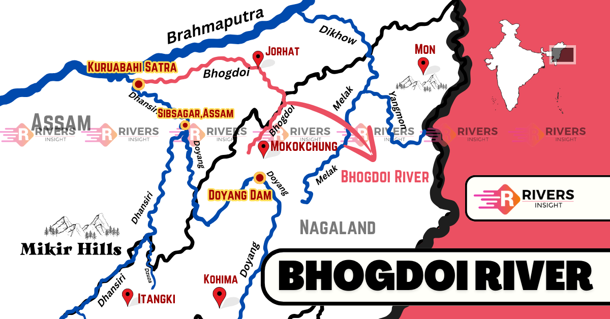 Map of Bhogdoi River with Origin and tributaries