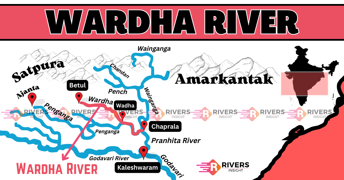 Wardha River Map, Origin and Tributaries