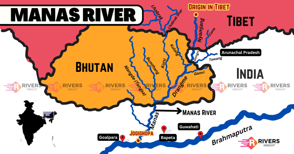 Map of Manas River with Tributaries