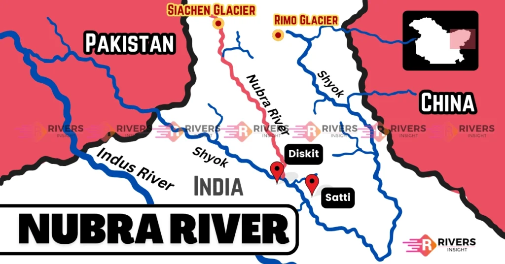 Nubra River Map: Originate at Siachen Glacier