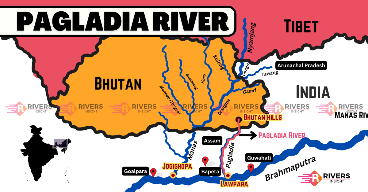 Pagladiya River of Assam with Map