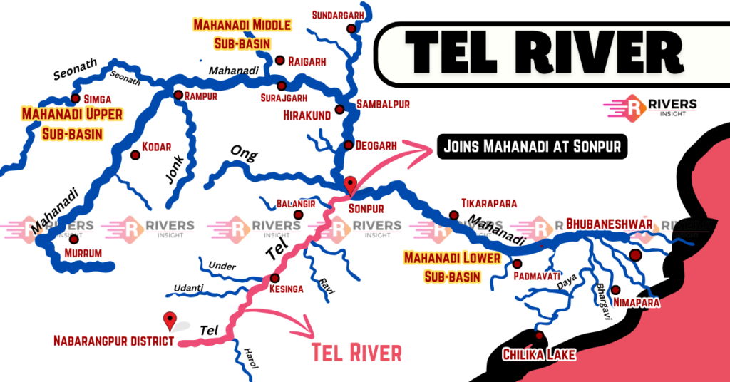 Tel River Map of India