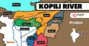 Kopili River (Kapili) - Origin, Tributaries, Map