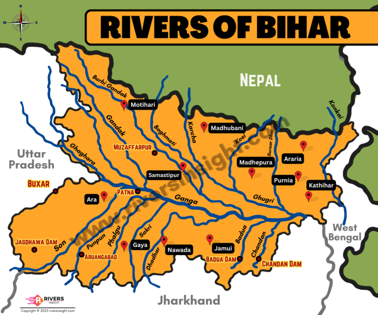 Rivers of Bihar Map with Names