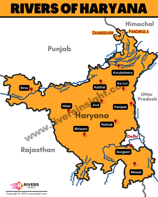 Rivers of Haryana map and Names