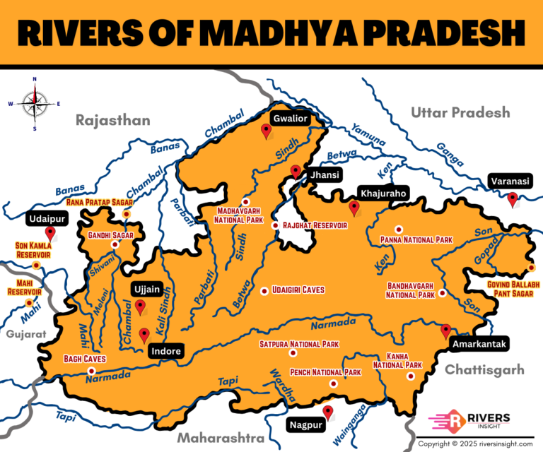Rivers of Madhya Pradesh with Map and Names