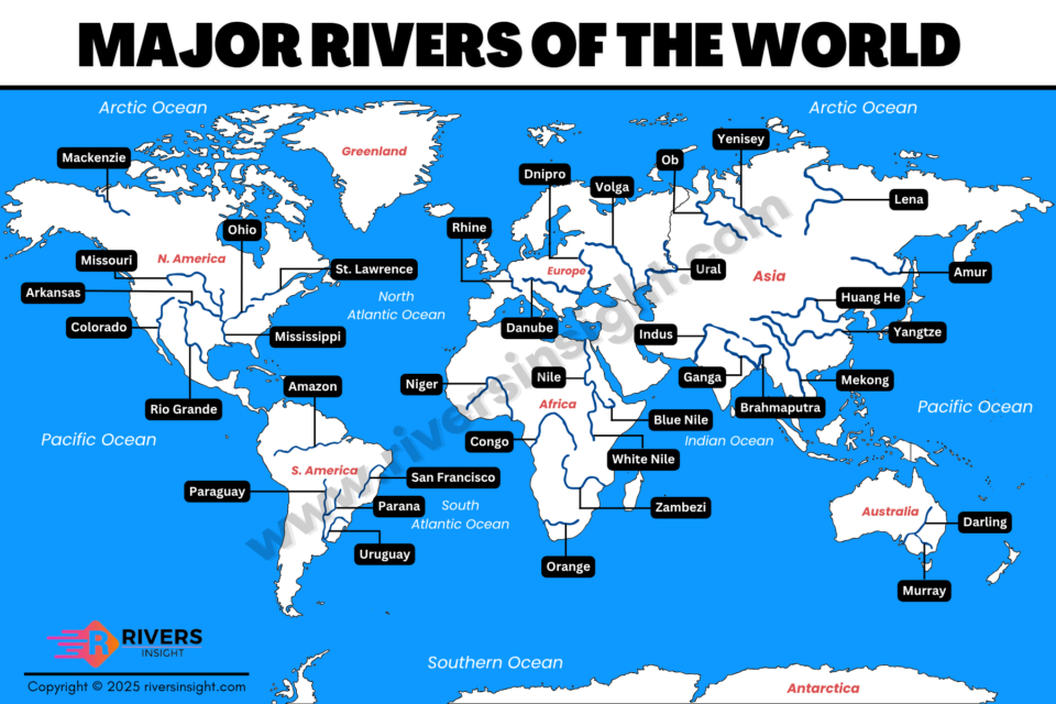 Map of Major Rivers of the World