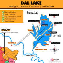 Map of Dal Lake in Srinagar, Jammu Kashmir