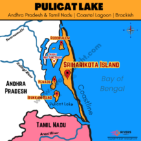 Pulicat Lake Map in India with States and Bird Sanctuary
